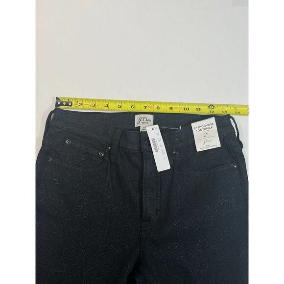 J. Crew Womens High Rise Black Jeans Size 27 Sparkle Glitter 9” Toothpick NEW - Picture 10 of 14